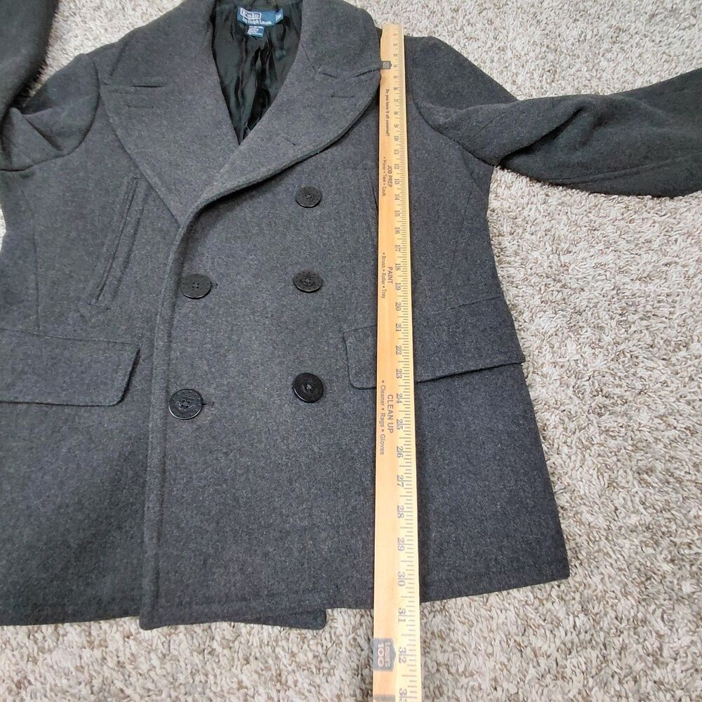 Polo Ralph Lauren Double Breasted Peacoat Mens XL Grey Wool Navy Naval Anchor - Picture 7 of 8